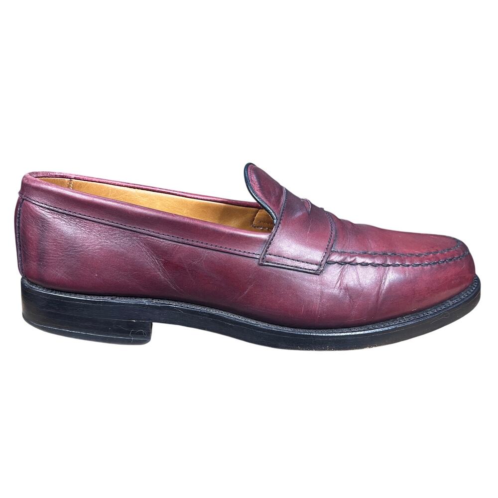 Vintage Allen Edmonds Cole Wide Burgundy Leather Penny Loafers Size 9 E